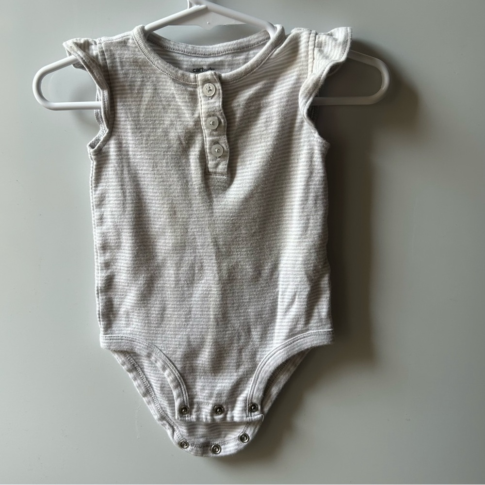 Carter's White Bodysuit with Flutter Sleeves